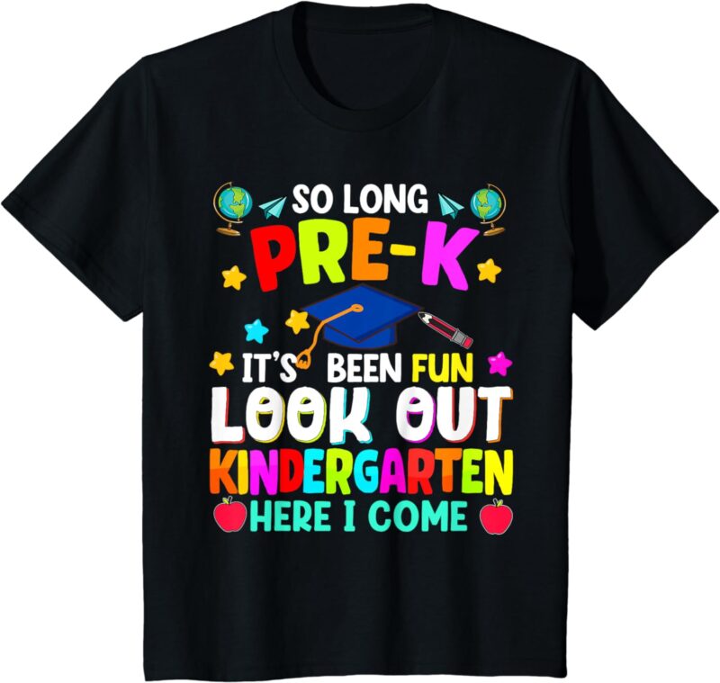 Kids So Long Pre-K Graduation Kindergarten Here I Come 2024 T-Shirt