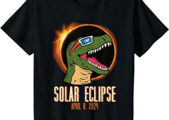 Kids Solar Eclipse Trex Face Dino 2024 Boys Kids Toddler Youth T-Shirt