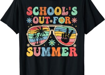 Last Day Of School Groovy School’s Out For Summer Teacher T-Shirt