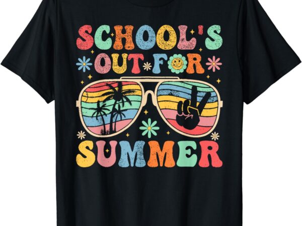 Last day of school groovy school’s out for summer teacher t-shirt