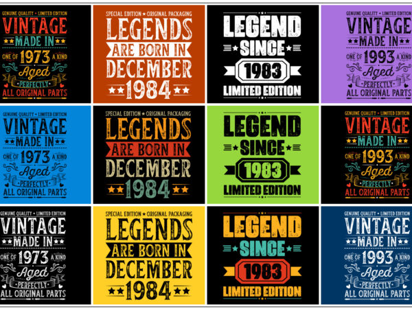 Legend vintage birthday t-shirt design bundle-trendy pod best t-shirt design bundle