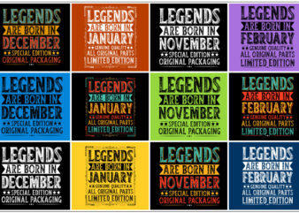 Legends Are Born T-Shirt Design Bundle