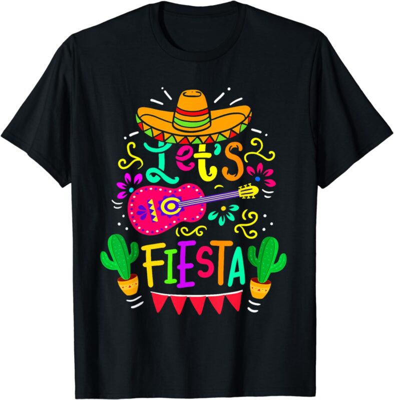 Let’s Fiesta Cinco De Mayo Mexican Party Guitar Lover T-Shirt