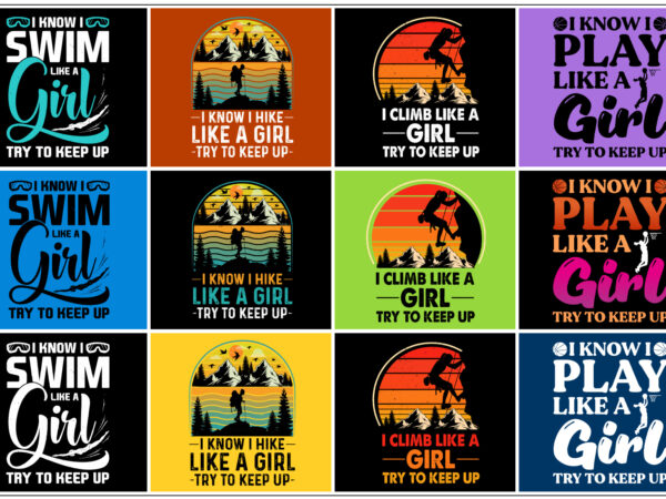 Like a girl t-shirt design bundle