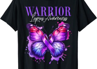 Lupus Awareness Warrior Survivor Purple Butterflies T-Shirt