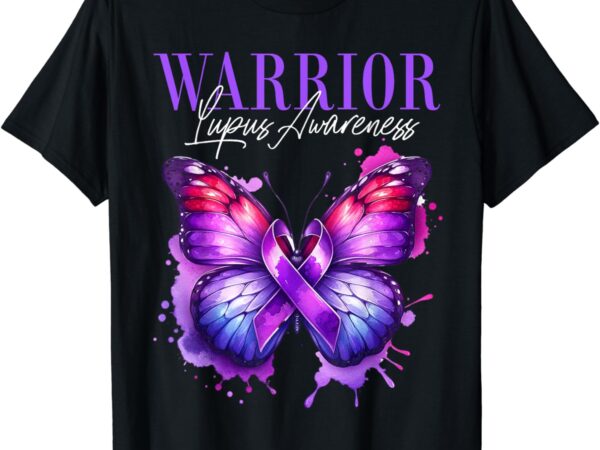 Lupus awareness warrior survivor purple butterflies t-shirt