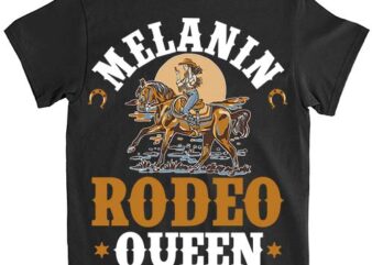 Melanin Rodeo Queen Bronc Riding African American Cowgirl T-Shirt ltsp png file