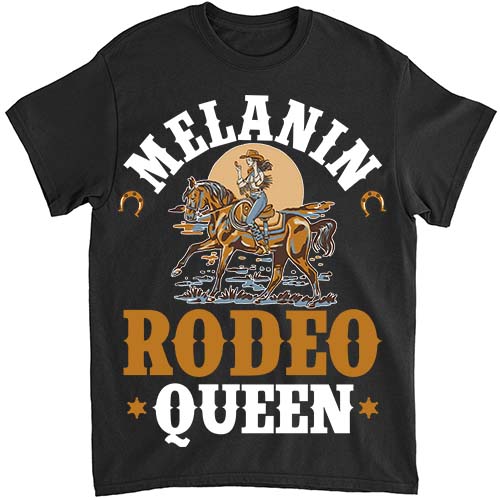 Melanin Rodeo Queen Bronc Riding African American Cowgirl T-Shirt ltsp png file