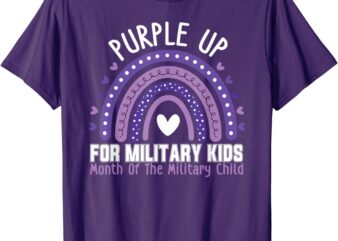 Military Children Month Rainbow Purple Up For Military Kids T-Shirt