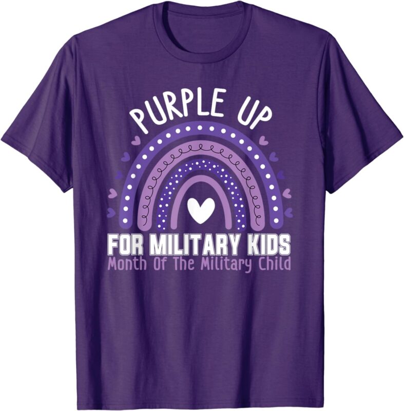 Military Children Month Rainbow Purple Up For Military Kids T-Shirt