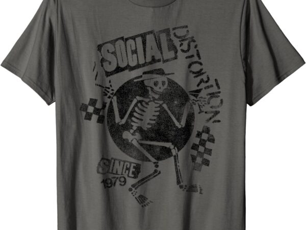 Official social distortion black spray skelly t-shirt