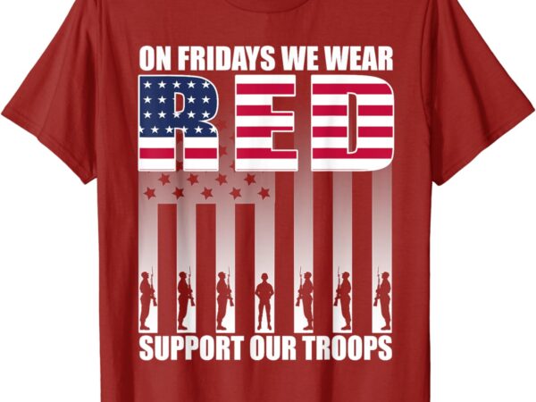 On friday we wear red american flag military supportive t-shirt