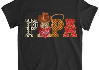 Papa Cowboy Western First Rodeo Birthday Party Matching T-Shirt ltsp png file