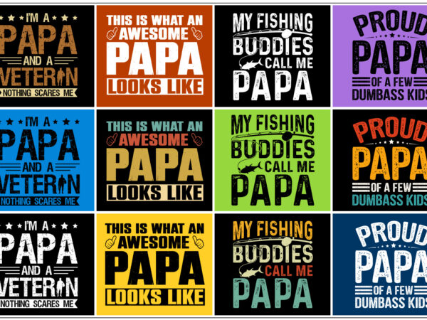 Papa fathers day t-shirt design bundle