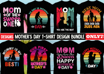 Mother's day t-shirt design bundle, mother's day retro t-shirt design bundle