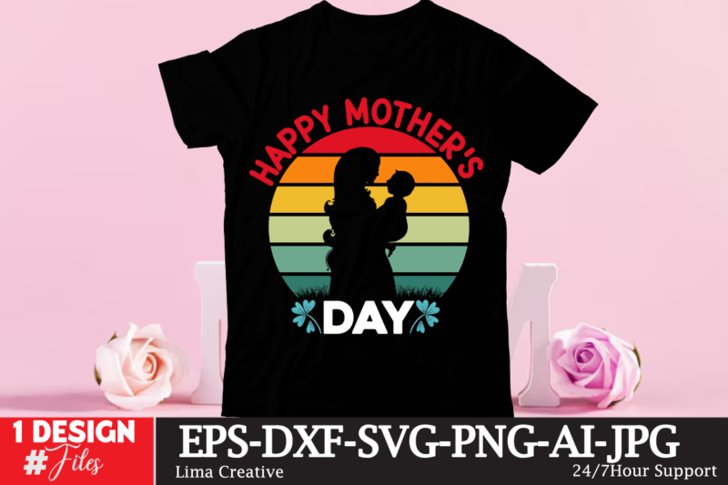 Mother’s Day T-shirt Design Bundle, Mother’s Day Retro T-shirt Design Bundle
