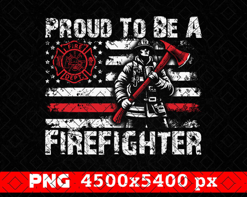 Proud To Be A Firefighter Red Line USA Flag PNG, 4th of July American Patriot Gifts, Fireman Png, Fathers Day Png Sublimation, Fire Clipart