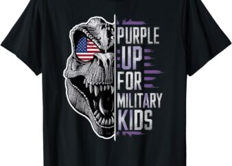 Purple Up For Military Kids Dino Military Child Month T-Shirt