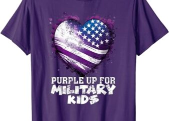 Purple Up For Military Kids Military Child Month USA Flag T-Shirt