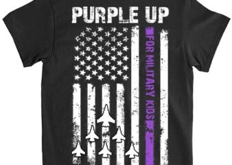 Purple Up For Military Kids USA Flag Military Child Month T-Shirt LTSP