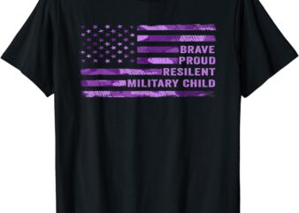 Purple Up Military Kid Us Flag Military Child Month Adult T-Shirt