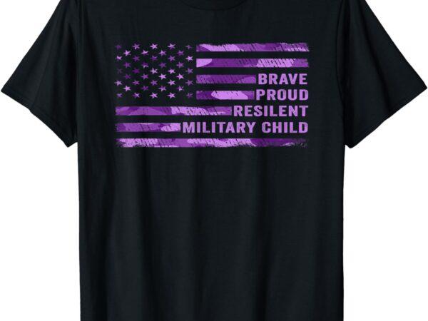 Purple up military kid us flag military child month adult t-shirt