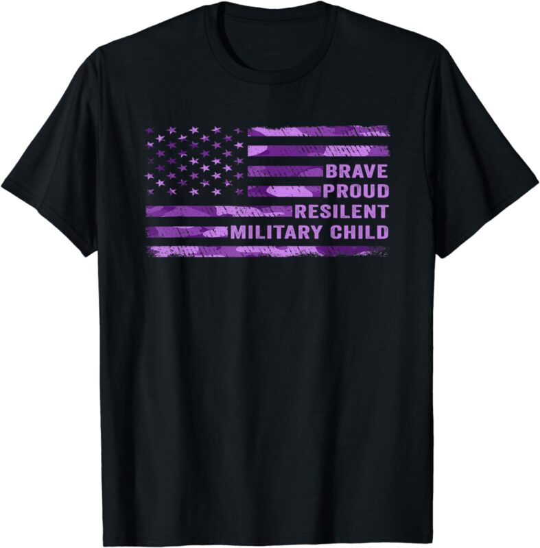 Purple Up Military Kid Us Flag Military Child Month Adult T-Shirt