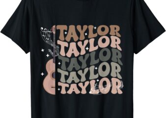 Retro 80’s Taylor First Name Personalized Groovy Birthday T-Shirt