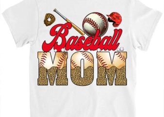 Retro Baseball Leopard Mom Mama Baseball Life Softball Life Game Day T-Shirt ltsp png file