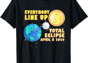 Retro Everybody Line Up Total Solar Eclipse 2024 t shirt design online