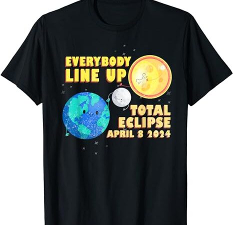 Retro everybody line up total solar eclipse 2024 t shirt design online