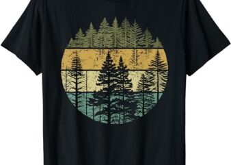 Retro Forest Trees Outdoors Nature Women Men Vintage Graphic T-Shirt
