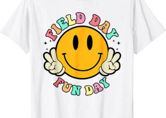 Retro Groovy Field Day Fun Day Smile Face Teacher Kids T-Shirt