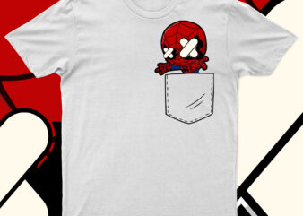 Funny Spider Man Form Pocket Premium T-Shirt Design For Sale | Ready To Print.