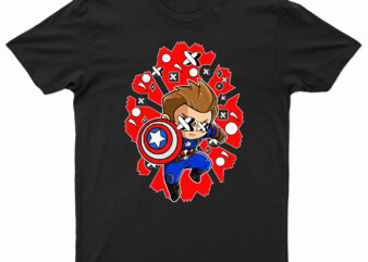 Captain America Superhero Pop Culture T-Shirt Design For Sale | Ready To Print.