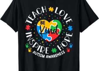 Teach Love Inspire Autism Awareness Teacher T-Shirt