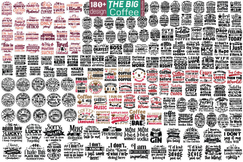 Mega Funny Coffee Office Mug Svg Bundle