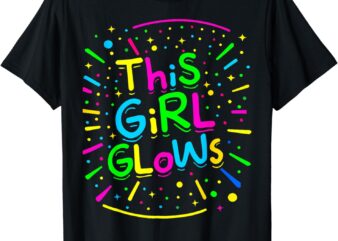 This girl glows for kids tie dye bright colors 80's and 90's t-shirt