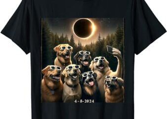Total Eclipse April 8 2024 Funny Dog Glasses Selfie T-Shirt