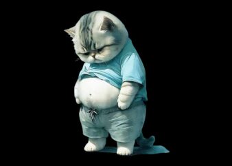 Fat Cat Png, Funny Cat Fat PNG t shirt graphic design
