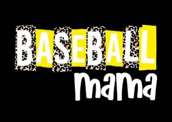 Baseball Mama Yellow Leopard Print PNG, Baseball Mom Gear Sports PNG