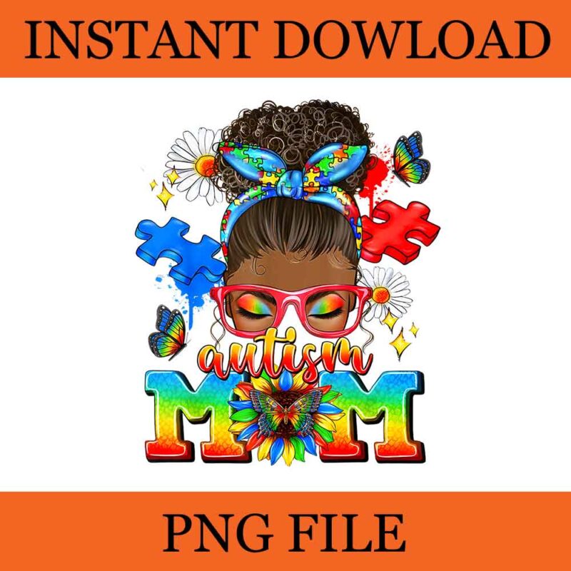 African Black Autism Mom PNG