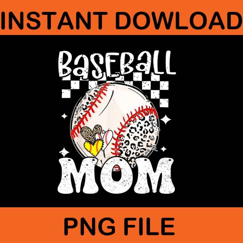 Baseball Mom PNG, Softball Mom Mama Mother’s Day Leopard PNG