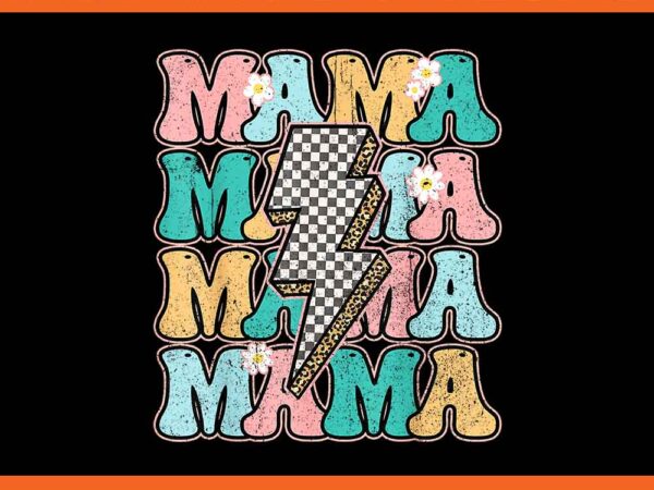 Groovy mama checkered leopard bolt lightning flower mom life png t shirt design template Groovy mama checkered leopard bolt lightning flower mom life png t shirt design template