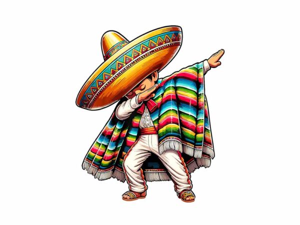 Dabbing boys mexican poncho cinco de mayo png t shirt vector illustration