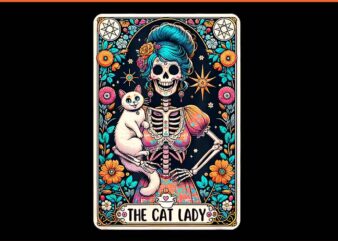 The Cat Lady Tarot Card Skeleton PNG, Cat Skull Cat Mom PNG