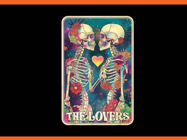 The lovers skeleton tarot romantic gothic flower mystical png t shirt designs for sale