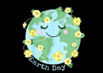 Cute Earth With Floral Earth Day 2024 Png