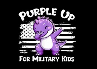 Purple Up For Military Kids Dinosaur Png t shirt illustration