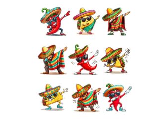 Dabbing Mexican Poncho Taco Cinco De Mayo Fiesta Png t shirt vector illustration